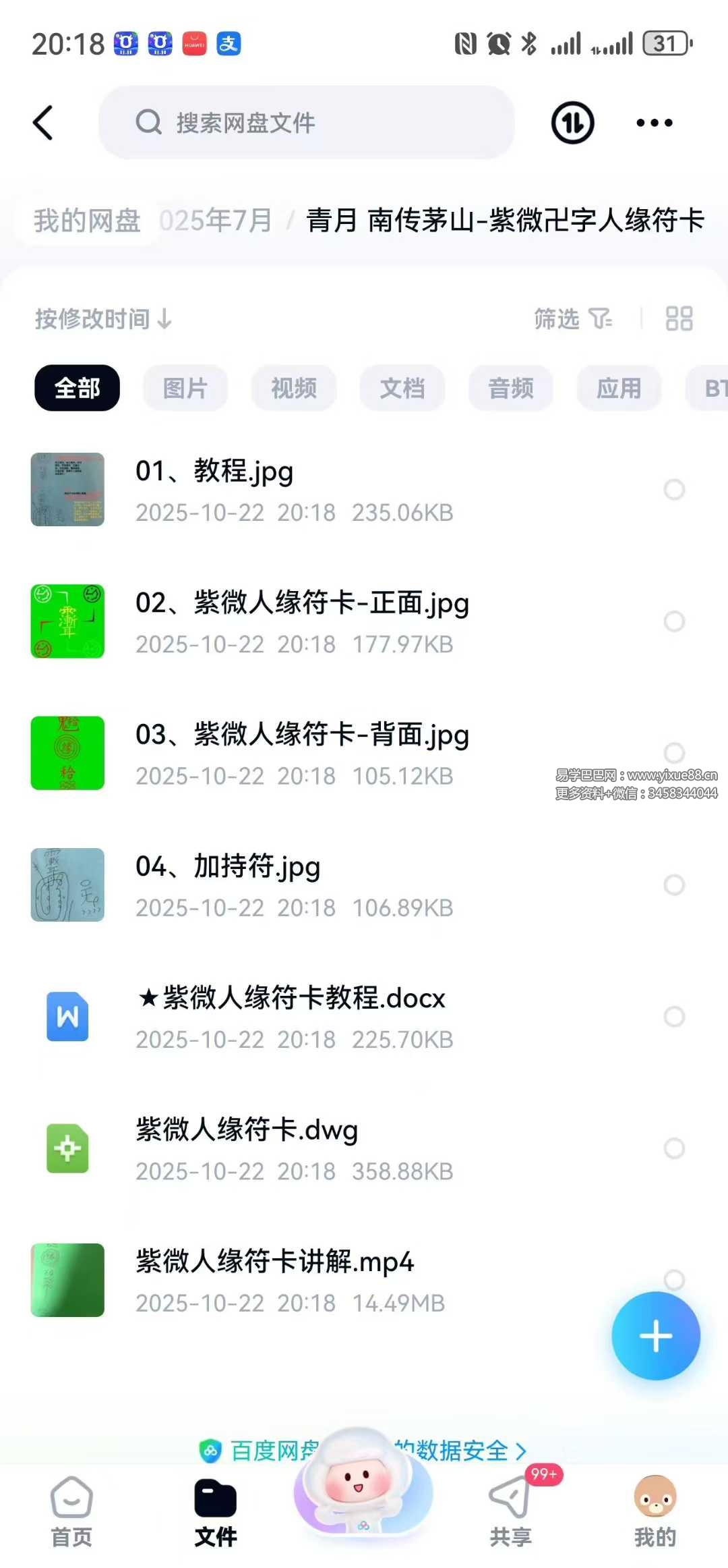 青月 南传茅山 紫微卍字人缘符卡 视频+文档